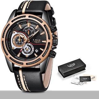 Relojes Hombre 2019 New LIGE Quartz Wrist watch Male Big Dial Silver Black Leather Watches Men