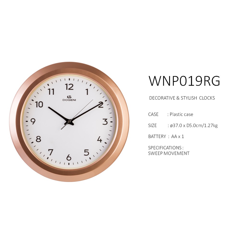 dogeni-นาฬิกาแขวน-รุ่น-wnp019rg-นาฬิกาแขวนผนัง-นาฬิกาติดผนัง-เข็มเดินเรียบ-ดีไซน์เรียบหรู-dekojoy