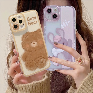 เคสโทรศัพท์มือถือ TPU นิ่ม แบบใส ปิดด้านหลัง ลายภาพวาดสีน้ํามัน รูปกระต่าย และหมีน่ารัก สําหรับ Infinix Hot 11 Play Hot10Play Smart 5 Hot11 Hot11s Hot9Play Hot8 Hot9 Note 10 Pro Hot10s DGX