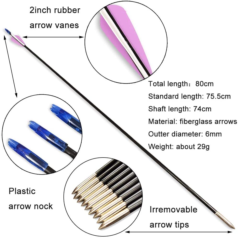 12pc-6mm-31-นิ้วไฟเบอร์กลาส-arrow-กระดูกสันหลัง-การแข่งขันการฝึกอบรม-arrow-back