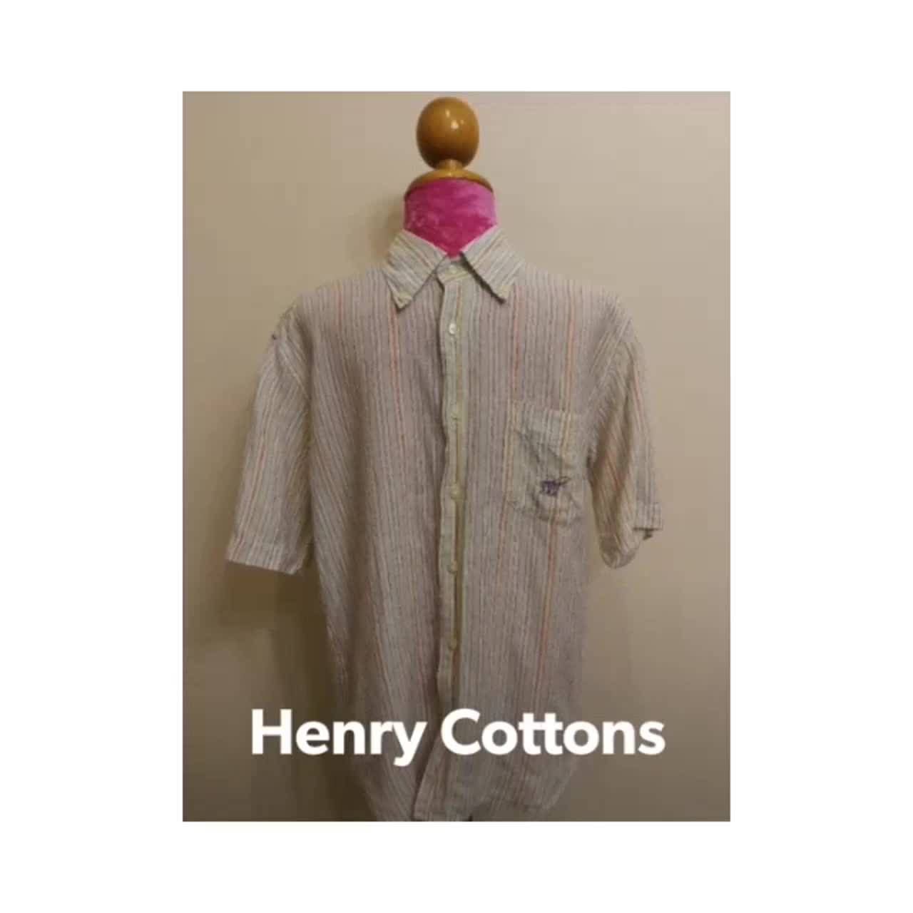 henry-cottons-brand-2nd-hand-เสื้อเชิ้ตแขนสั้นผ้าลินิน-linen-100-แท้มือสองกระสอบนำเข้า-size-41