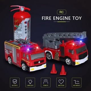 RC FIRE ENGINE รถฉีดน้ำดับเพลิง บังคับวิทยุ มาตราส่วน 1:58 รีโมทบังคับไร้สาย เดินหน้า ถอยหลัง เลี้ยวซ้ายขวา (แดง)