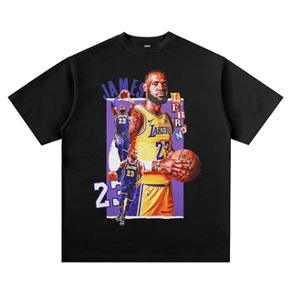 คอลูกเรือSPORTS STARเสื้อยืดแขนสั้น ผ้าฝ้าย พิมพ์ลาย james lebron james ทรงหลวม สําหรับเล่นบาสเก็ตบอลall size