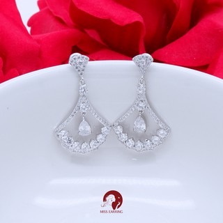 Miss Earring ต่างหูเพชรห้อยทรงพัด Glacial Beauty Earrings สวยหรู คุณภาพสูง เงินแท้ 925