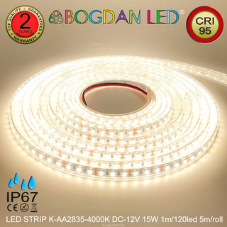 LED STRIP K-AA2835-120-4000K DC-12V 15W/1M IP67 ยี่ห้อBOGDAN LED แอลอีดีไฟเส้นสำหรับตกแต่ง 600LED/5M 75W/5M Grade A