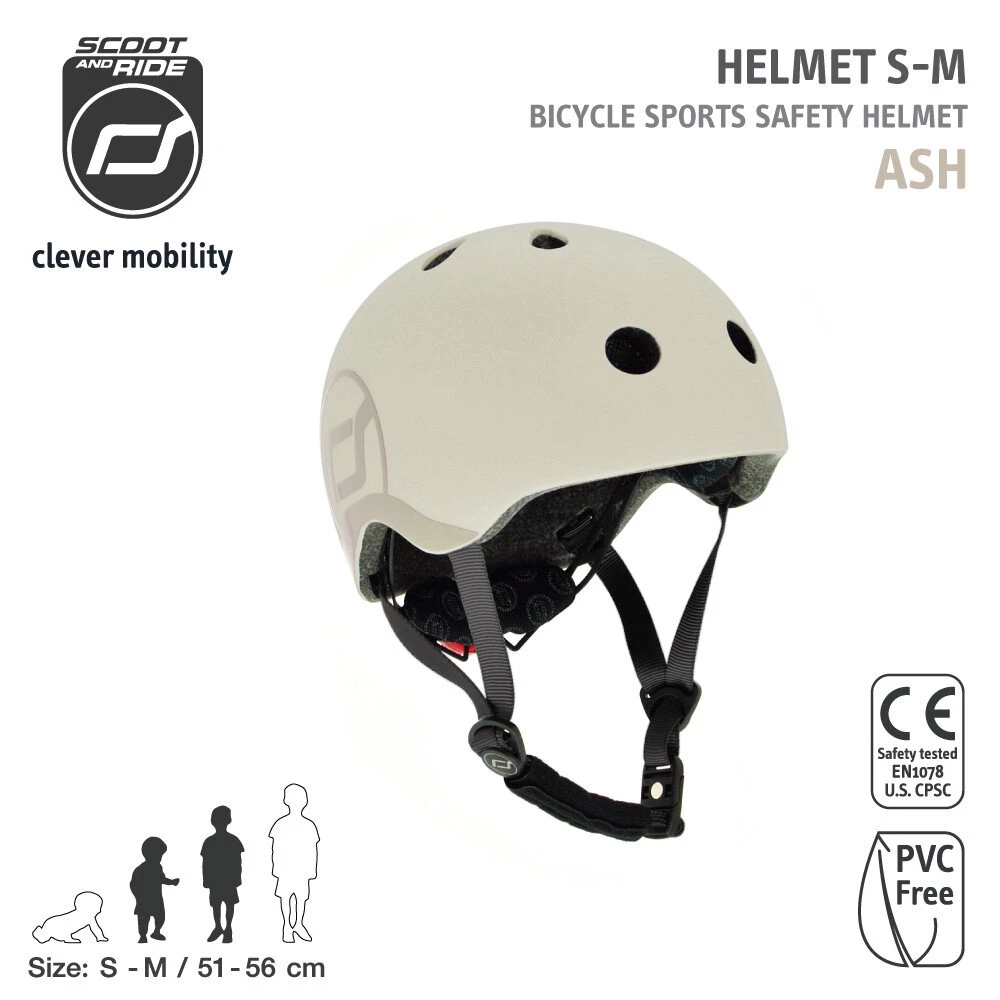 Scoot and Ride Highway Helmet หมวกกันน็อคเด็กสำหรับเล่นสกู๊ตเตอร์ สวมใส่ง่าย ปรับขนาดได้ พร้อมไฟ LED 3 ระดับ