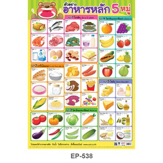 ภาพหน้าปกสินค้าโปสเตอร์พลาสติก ตัวอย่างอาหารหลัก 5 หมู่ #EP-538 ที่เกี่ยวข้อง