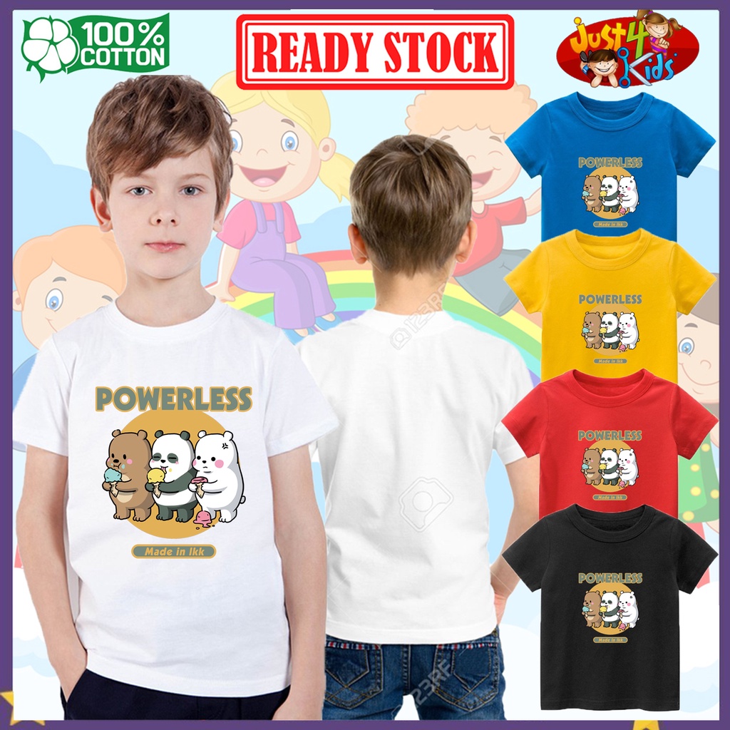 เสื้อยืดคอกลม-ผ้าฝ้าย-100-พิมพ์ลาย-we-bare-bears-baju-budak-lelaki-สําหรับเด็กผู้ชาย