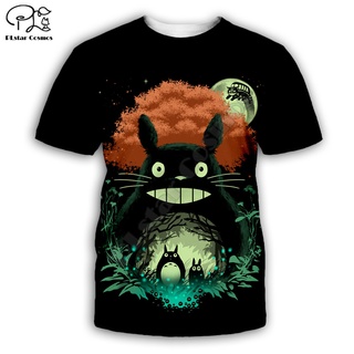 เสื้อยืดแขนสั้นลําลอง พิมพ์ลาย Totoro 3D สไตล์ฮาราจูกุ แฟชั่นฤดูร้อน สําหรับผู้ชาย -1