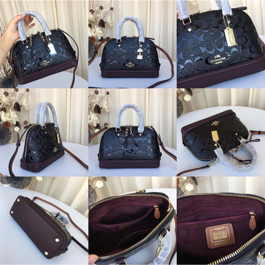 coach-f55450-f27597-mini-sierra-satchel-women-shoulder-small-debossed-patent-leather-crossbody-sling-bag-กระเป๋า