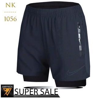 2in1 กางเกงกีฬา กางเกงเลคกิ้ง  ใส่สบายๆกางเกงมีกระเป๋าซิป ทั้งสองด้าน ( Slime fit )  รุ่น NK -  1056