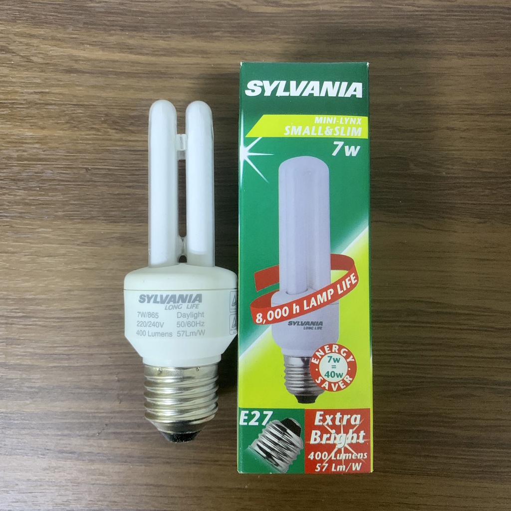 แพ็ก-3-ดวง-sylvania-หลอดตะเกียบ-หลอดประหยัดไฟ-7w-ขั้วe27-mini-lynx-small-amp-slim-2u-865-แสงขาว