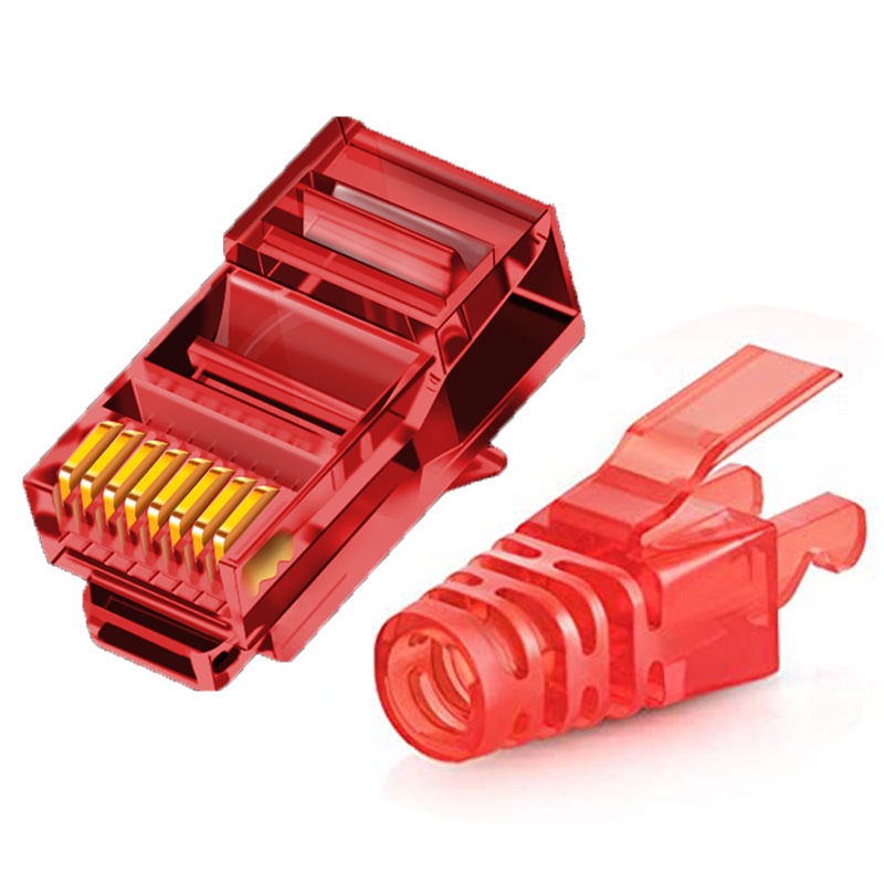 Zoerax ตัวเชื่อมต่อผ่าน RJ45 Cat6 50 ชิ้น และบูทบรรเทาความเครียด 50 ...