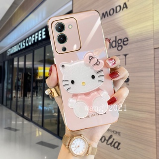 2022 New Fashion Phone Case เคสโทรศัพท Infinix Note 12 G96 G88 Hot 12 Play 12i SMART 6 HD เคส Cute Casing with Hellokitty Makeup Mirror Shiny Full Protective Soft Case