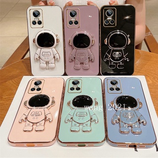 For Realme GT Neo 3 3T Neo 2 GT 2 Pro เคส Candy Plating Phone Case with Luxury All-inclusive Astronaut Folding Stand Soft Case เคสโทรศัพท