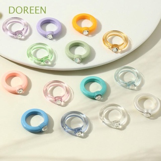 Doreen แหวนเพชรอะคริลิคสีใสสไตล์เกาหลี 2 ชิ้น / ชุด