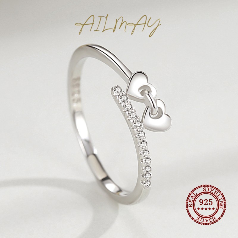 ailmay-แหวนเงินแท้-925-รูปหัวใจ-เครื่องประดับแฟชั่น-สําหรับผู้หญิง