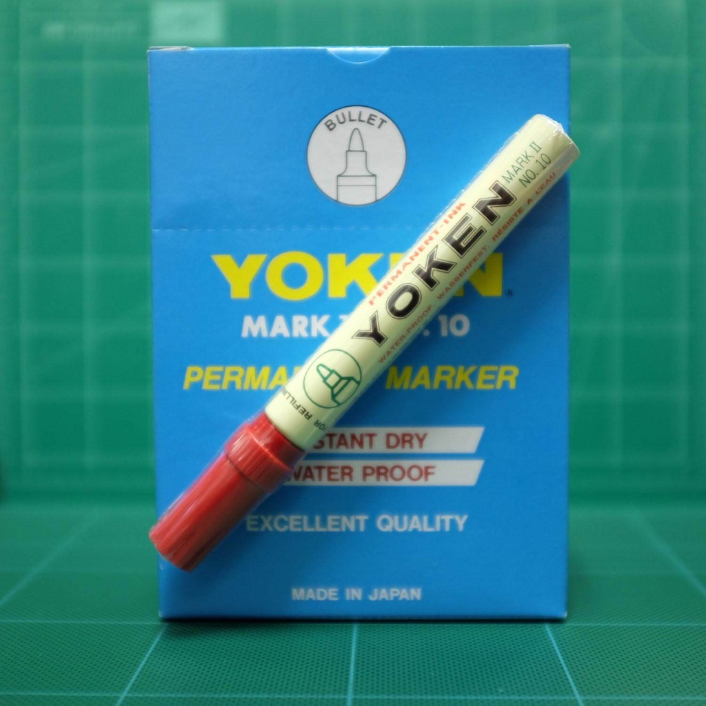 ปากกามาร์คเกอร์-โยเคน-yoken-no-10-กันน้ำ-แห้งไว-หมึกสีแดง-1กล่อง-12ด้าม-เหมาะสำหรับ-เขียนผ้า-พลาสติก-และอื่นๆ