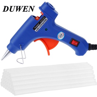 DUWEN ปืนกาวร้อนละลายพร้อมแท่งกาวขนาด 7*100 มม. 20W มินิอุตสาหกรรมปืนเทอร์โมไฟฟ้าอุณหภูมิความร้อน