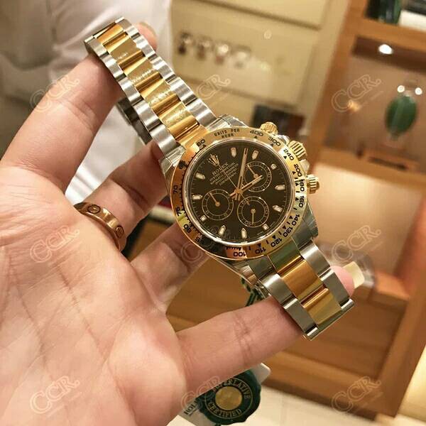 rolex-daytona-daytona-gold-black-plate-116503-นาฬิกาแฟชั่นสำหรับผู้ชาย