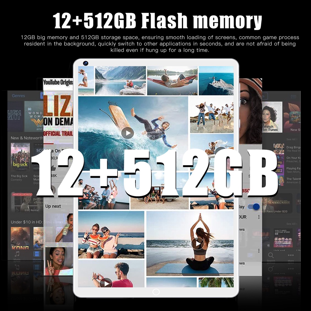 ภาพสินค้าXlaoml แท็บเล็ต 2022 แท็บเล็ตใหม่ 12GB + 512GB แท็บดั้งเดิมแท็บเล็ต Android คลาสออนไลน์ Zoom Cod จากร้าน wq5tfr4edn บน Shopee ภาพที่ 7