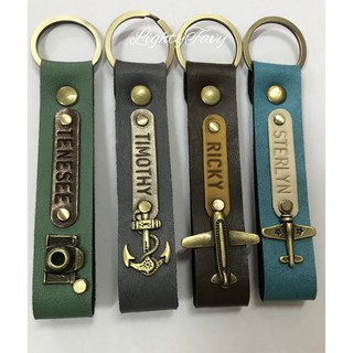 สินค้า พวงกุญแจหนังสลักชื่อ/ ที่ใส่พวงกุญแจบ้าน กุญแจรถ/ พวงกุญแจกระเป๋า