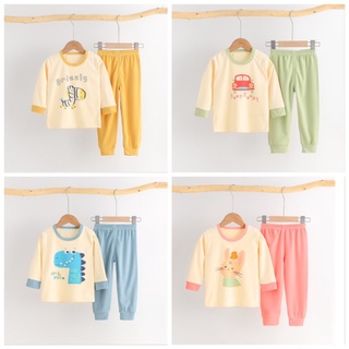 พร้อมส่ง ชุดนอนเด็กแขนยาว เสื้อแขนยาว+กางเกงขายาวเด็ก 2ชิ้น CXT04