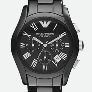 Emporio Armani Chronograph Black Dial Black Ceramic Mens Watch AR1400