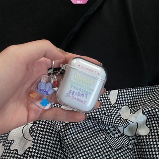 AirPods 1/2 รุ่นหูฟังเคสห่อหุ้มวันที่ออกแบบเคสซิลิโคน TPU โปร่งใสสำหรับ AirPods Pro【KU2】