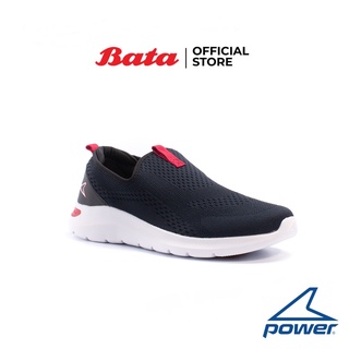 Bata บาจา ยี่ห้อ Power รองเท้าผ้าใบแบบสวม ออกกำลังกาย สวมใส่ง่าย รองรับน้ำหนักเท้าได้ดี สำหรับผู้ชาย รุ่น Nx-Walk Lori สีดำ 8186533