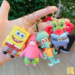 การ์ตูนความคิดสร้างสรรค์pvcกาวอ่อนSpongeBobพวงกุญแจ ตุ๊กตาจี้ห้อยกระเป๋า