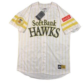 เสื้อเบสบอล SoftBankHAWKS  Majestics สินค้าใหม่ ป้ายห้อย ชาย-หญิง Size XL