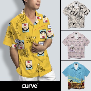 Curve SET18 เสื้อเชิ้ต เสื้อฮาวาย ลำลอง ลายCartoon การ์ตูน แบบแฟชั่น ทรงสวย unisex หญิง ชาย ใส่สบาย ไซส์ S,M,L,XL,2XL