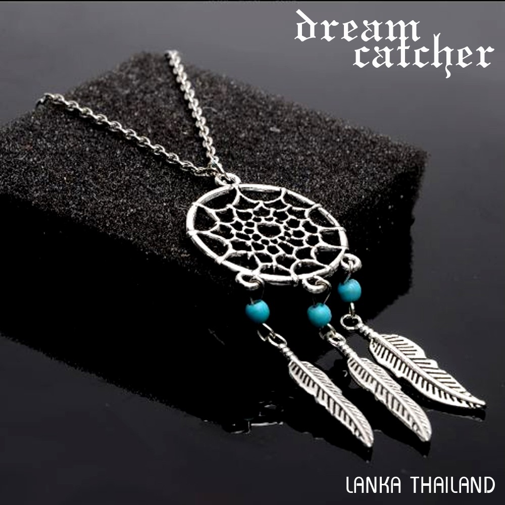 dreamcatcher-สร้อยคอ-เครื่องราง-ตาข่ายดักฝันปีกนก-ดักความโชคร้าย-สีเงิน