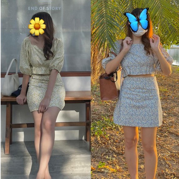 cpjgirlxx-daisy-crumble-set-yellow-blue-ขายแยก-เซ็ต