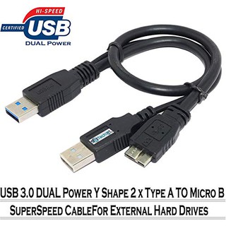 ภาพหน้าปกสินค้าสาย USB 3.0 Y Power Micro Cable For External HDD 50cm ที่เกี่ยวข้อง