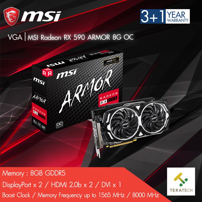 VGA MSI Radeon RX 590 ARMOR 8G OC | Shopee Thailand