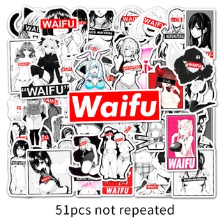 พร้อมส่งWAIFU GIRL sticker Waifu สาวกระต่าย สติกเกอร์กันน้ำรูปแบบที่แตกต่างกัน 51 ชิ้น