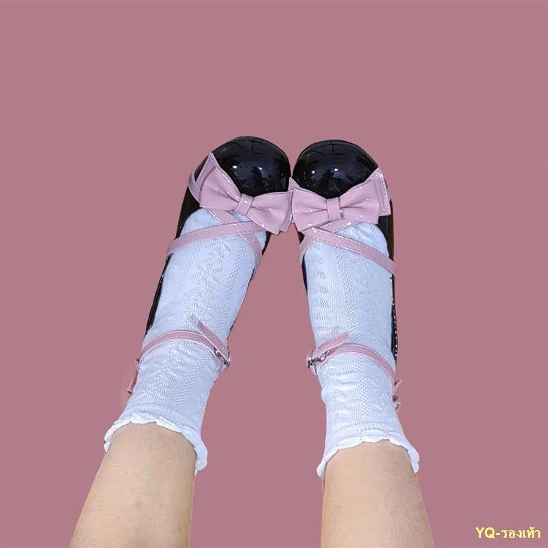 สปอตสินค้า-2022ใหม่รองเท้าโลลิต้าหญิงญี่ปุ่นหัวกลมjkรองเท้าหนังขนาดเล็กหนากลางส้นแมรี่เจนshoes