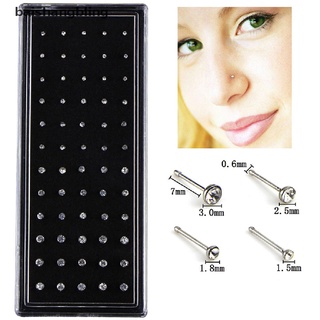 Bsbl 60X Crystal Rhinestone Nose Ring Bone Stud Stainless Steel Body Piercing Jewelry Bling