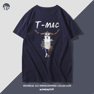 เสื้อยืดโอเวอร์ไซส์เสื้อยืดแขนสั้น ผ้าฝ้ายแท้ พิมพ์ลาย Magic Team No. 1 T-MAC Maddy เสื้อกีฬาบาสเก็ตบอล แขนครึ่ง ทรงหลวม