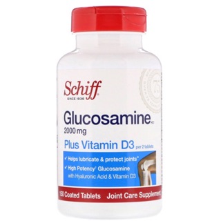 schiff Glucosamine, Plus Vitamin D3 ลดอาการปวดข้อ บำรุงกระดูก, 2000 mg, 150 เม็ด หรือ ผสมวิตามินรวม