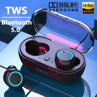 ภาพขนาดย่อสินค้าหูฟังบลูทูธไร้สาย TWS Bluetooth 5.0 Earbuds Bass Stereo Sound หูฟังกีฬา หูฟังออกกำลังกาย เปิดและเชื่อมต่ออัตโน