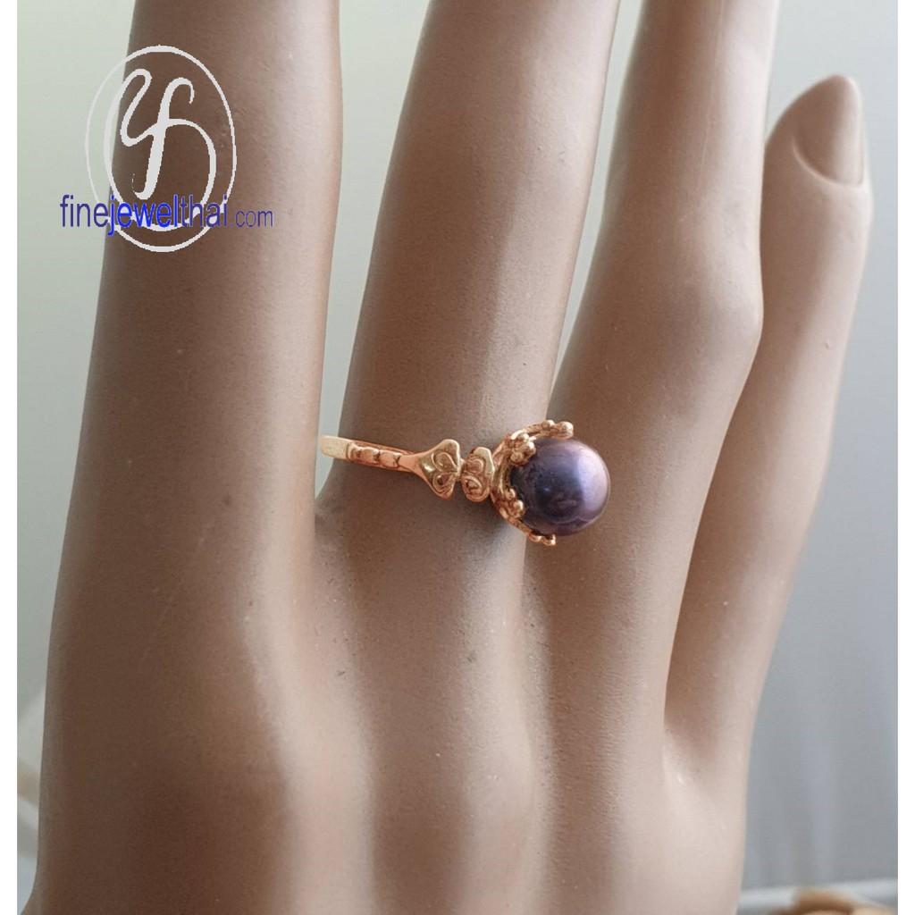 finejewelthai-แหวน-มุกแท้-แหวนเงิน-แหวนมุก-แหวนประจำเดือนเกิด-pearl-silver-ring-r1364pl-b-pg