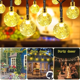 30 LEDS ไฟ LED String ลูกบอลคริสตัล 5M โคมไฟพลังงานแสงอาทิตย์ LED String ไฟ Fairy Garlands สวนคริสต์มาสสำหรับตกแต่