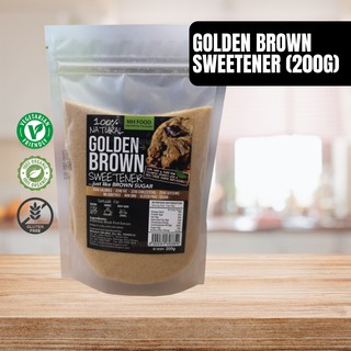 Mh  น้ำตาลสีทอง จาก ธรรมชาตฺิ 100% MH  Golden Brown Sweetener 100% Natural 200g NON GMO (vegan)