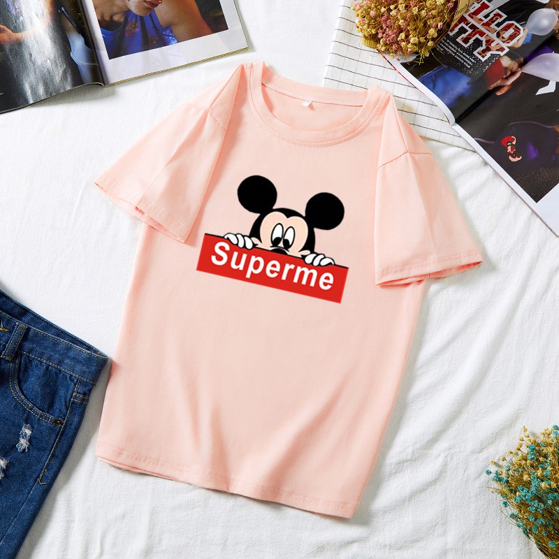 bk-02-พร้อมส่ง-8สี-supreme-mickey-เสื้อยืดแทรนต์เกาหลีมาแรงมากๆ-ผ้านิ่มใส่สบาย