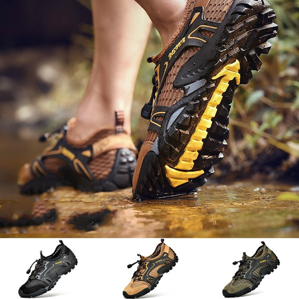 ภาพหน้าปกสินค้าWater Sneakers Hiking Shoes ผู้ชาย กลางแจ้งปีนเขารองเท้ากีฬาระบายอากาศและป้องกันการลื่นรองเท้าลุยน้ำ