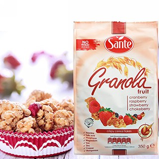 ภาพหน้าปกสินค้าซานเต้ กราโนล่า อาหารเช้าธัญพืชอบกรอบผสมผลไม้หลากชนิด Sante’ Granola Fruit 350g ซึ่งคุณอาจชอบราคาและรีวิวของสินค้านี้