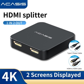 Acasis Hdmi Splitter Full Hd 4K 3D 1 In 2 Out 1080p วิดีโอ 1x2 (ฟรี Hdmi สายเคเบิ้ล)